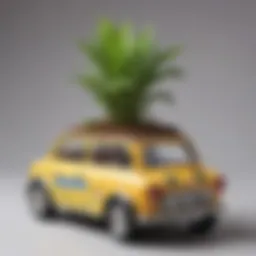 Repurposed toy car turned into a mini plant pot
