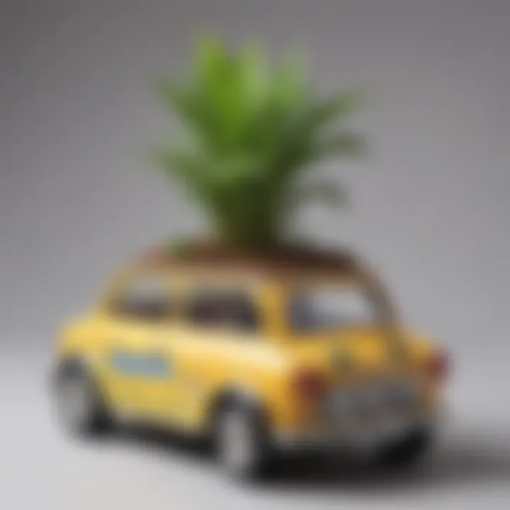 Repurposed toy car turned into a mini plant pot