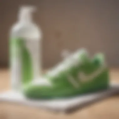 Sneaker being cleaned with eco-friendly detergent