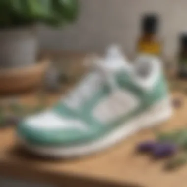 Sneaker sprayed with refreshing essential oils