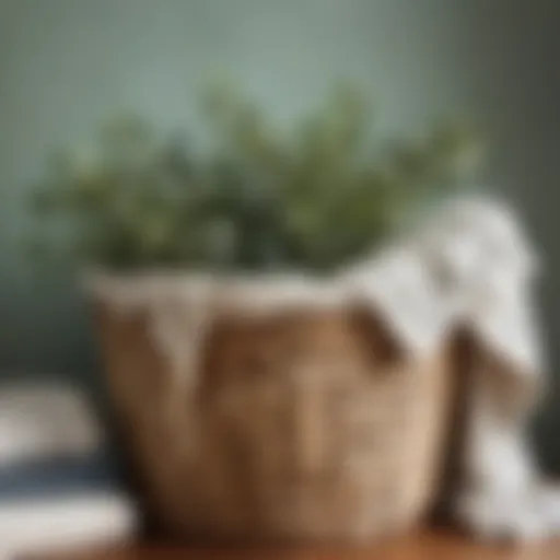 Eucalyptus leaves in a laundry basket