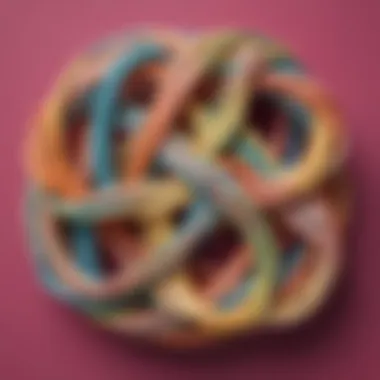 Artistic Rubber Band Knot Rubber bands intertwined in a complex knot