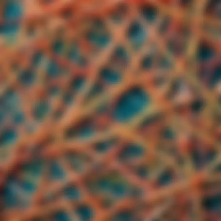 Rubber bands arranged in a geometric pattern