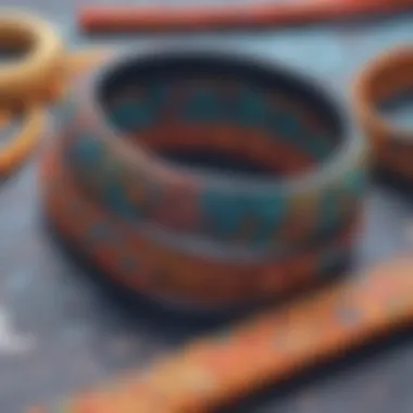 Rubber bracelet with intricate patterns and designs