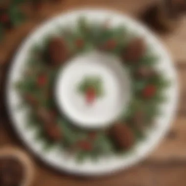 Cozy Holiday Vibes Rustic farmhouse Christmas placemat with holly and pinecone motifs