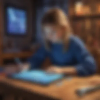 Immersive Virtual Saber Crafting Experience for Kids Child exploring a virtual saber crafting world on a tablet