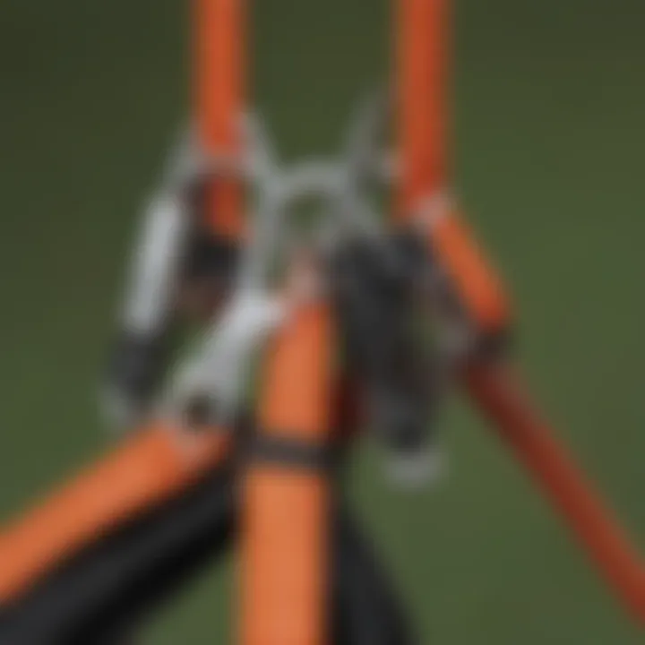 Close-up of secure harness and pulley system on zip line