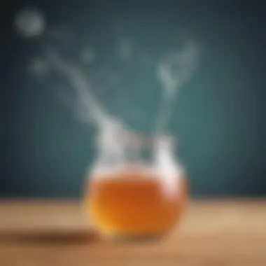Baking soda and vinegar reaction creating bubbles in a small container.