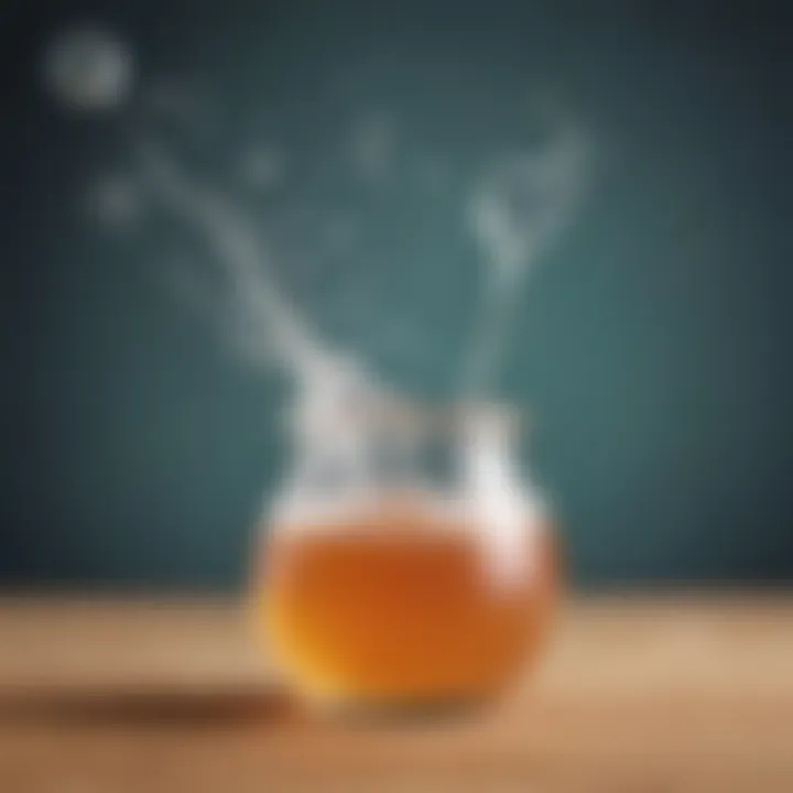 Baking soda and vinegar reaction creating bubbles in a small container.