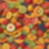 Colorful assortment of fresh fruits arranged beautifully