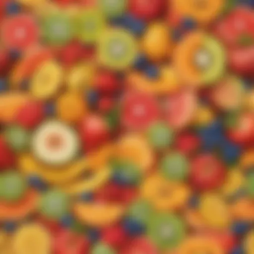 Colorful assortment of fresh fruits arranged beautifully