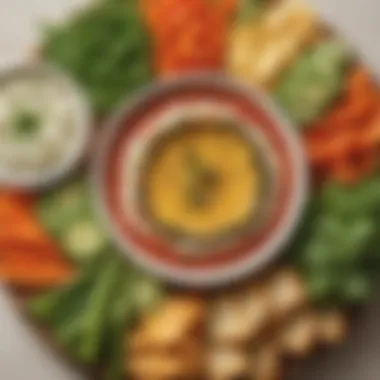 Savory Dips for Flavorful Nibbles A platter of homemade savory dips with fresh vegetables