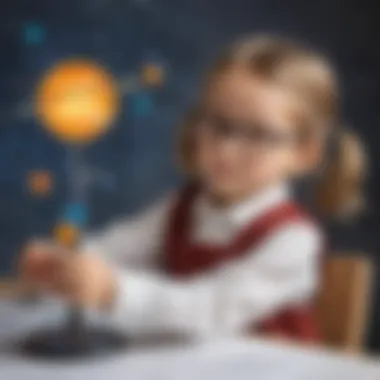 Young Scholar Exploring Solar System Phenomena Kindergarten student conducting solar system experiment