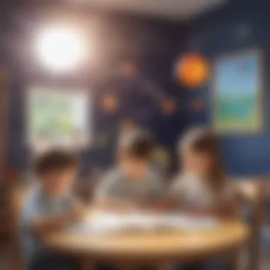 Interactive Solar System Mobile in Kindergarten Setting Kindergarten classroom with planetary mobile