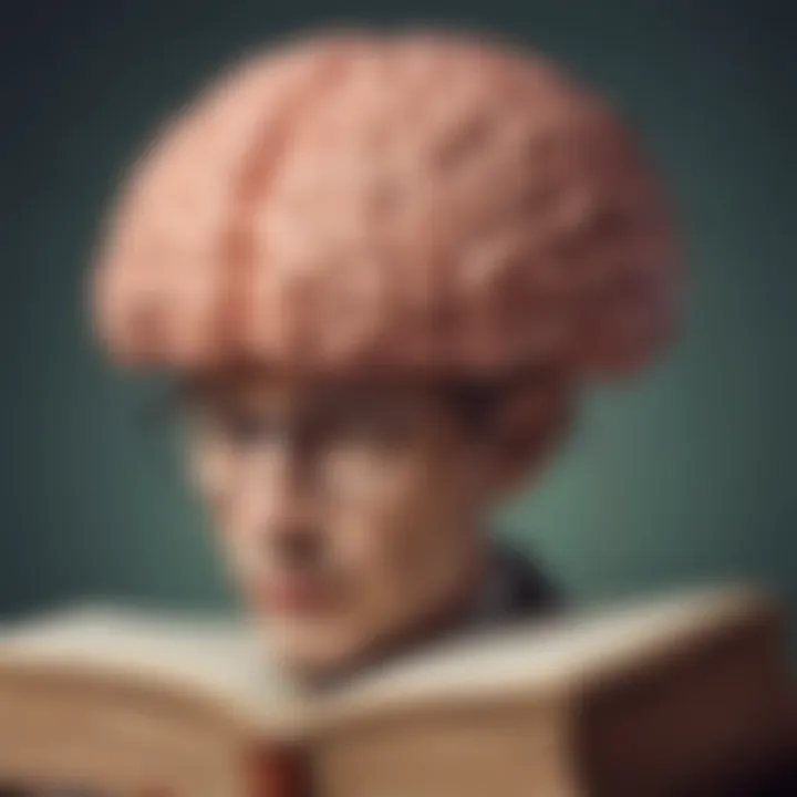 Illustration portraying a sophisticated brain analyzing a book