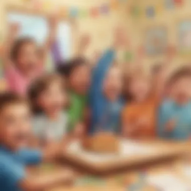 Kindergarten Spelling Success Party Illustration of a group of kindergarten children celebrating their spelling achievements