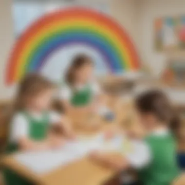 Rainbow Craft Activity Kindergarten students engaged in rainbow craft activity