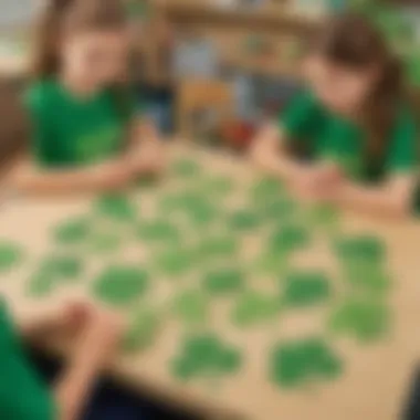 Shamrock Decoration Making Kindergarten students creating shamrock decorations