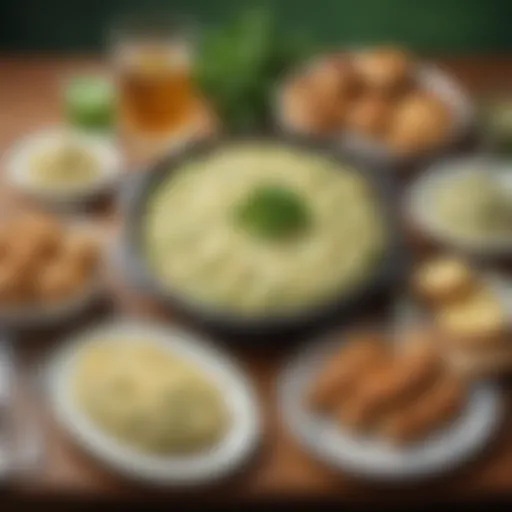 A beautifully arranged table featuring traditional Irish dishes like colcannon and Irish soda bread.