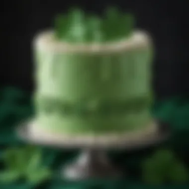 Green Velvet Cake with Creamy White Frosting and Shamrock Decor