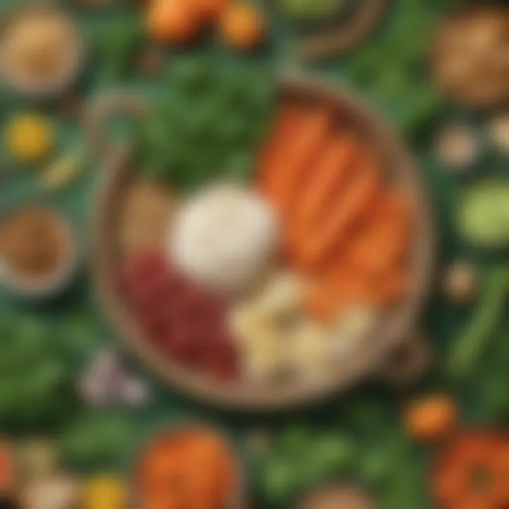 A colorful spread of seasonal ingredients for St. Patrick's Day cooking.