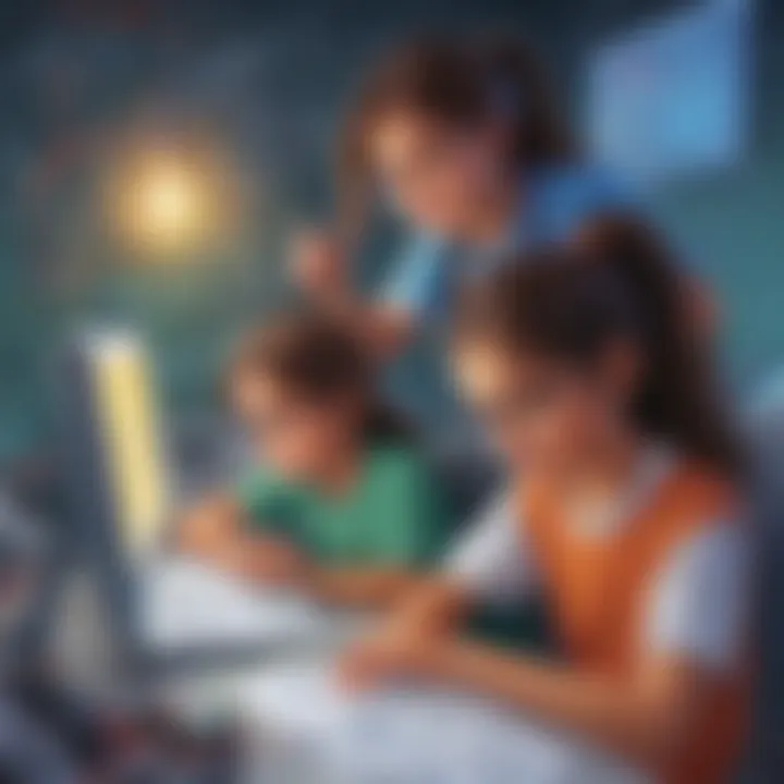 Innovative Coding Exploration by Young Innovators Children working on a coding challenge