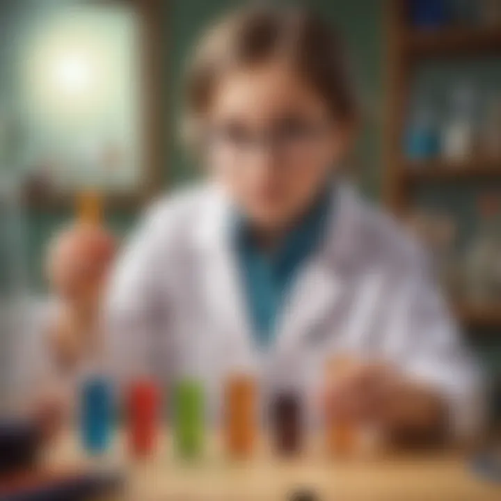 STEM project featuring child conducting science experiment with test tubes