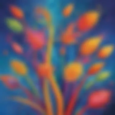 A vibrant artwork created by children using various colors and textures, promoting creativity.