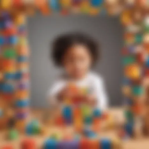 A child experimenting with colorful building blocks, showcasing creativity and engineering skills.