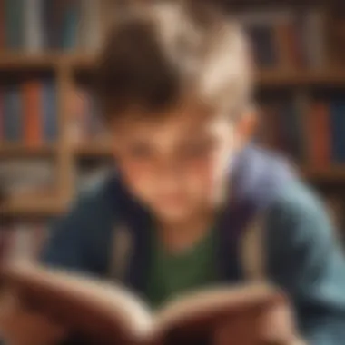 Determined Reader A young student reading a book with determination
