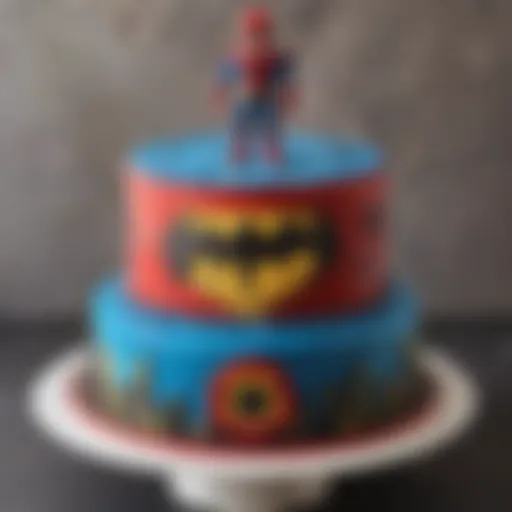 Superhero themed birthday cake for a 3-year-old child