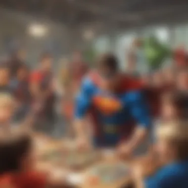 Exciting Superhero Games for Kids Kids playing superhero themed games at a birthday celebration