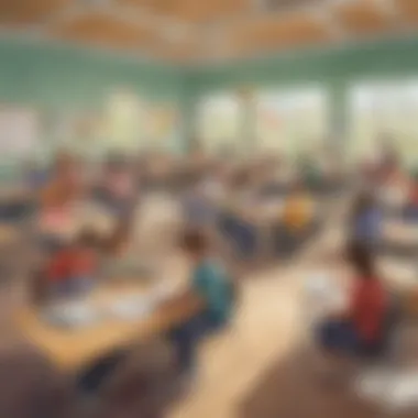 Dynamic Learning Environment at Sylvan Illustration of diverse group of students engaged in learning activities at Sylvan Learning Center
