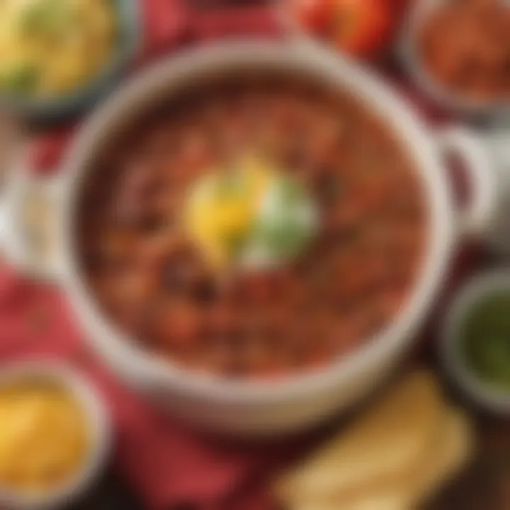 Delicious crock pot chili served in a bowl with toppings