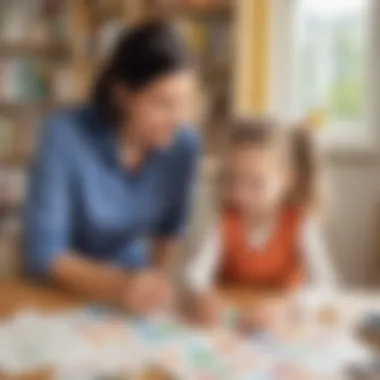 Parent and child practicing alphabet sounds together