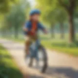 A child confidently riding a bicycle without training wheels in a park