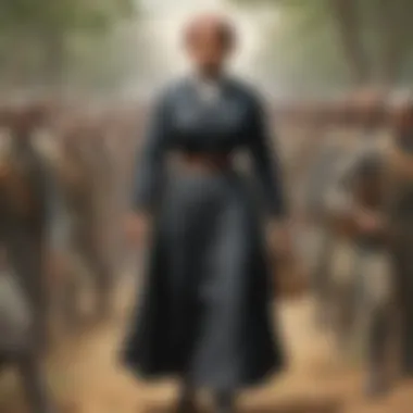 Harriet Tubman leading a group to freedom, symbolizing hope and courage.