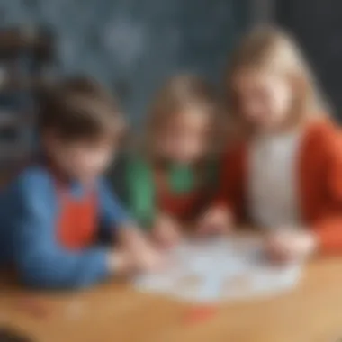 Children engaged in snowflake cutting activity