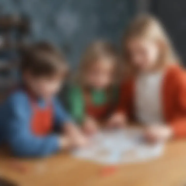 Children engaged in snowflake cutting activity