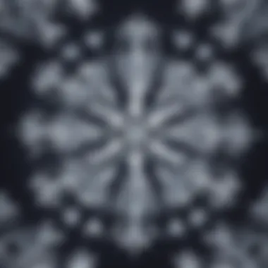 Close-up of unique snowflake patterns
