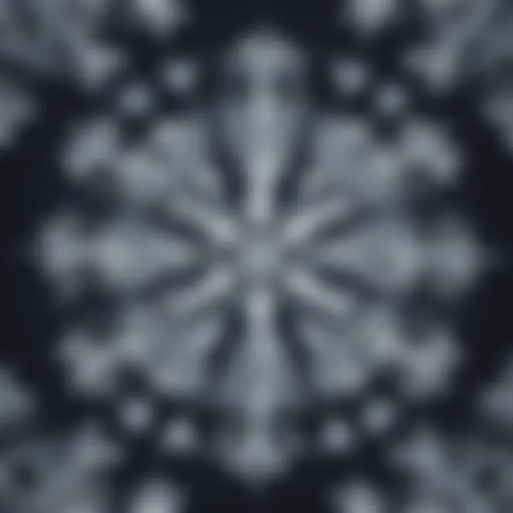 Close-up of unique snowflake patterns