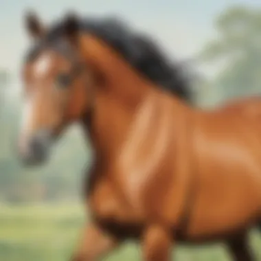 A collection of completed horse colouring pages displaying a variety of artistic styles and colour schemes.