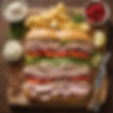 An array of fresh ingredients laid out for a turkey sandwich