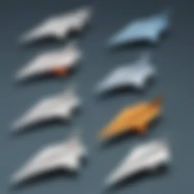 Design Diversity: Comparing Paper Airplane Models Different designs of paper airplanes lined up for comparison