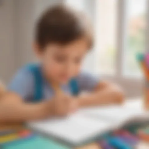 A child writing in a gratitude journal with colorful pens.