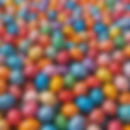 Colorful plastic Easter eggs in a recycling bin