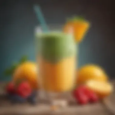 Refreshing Morning Blend in a Glass A glass of a delicious morning smoothie with a straw