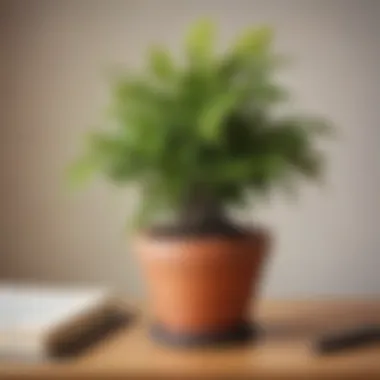 Decorative Plant for Teacher's Desk A decorative plant on a teacher's desk symbolizing growth and appreciation.
