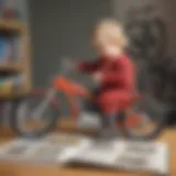 Toddler's first bike being unwrapped