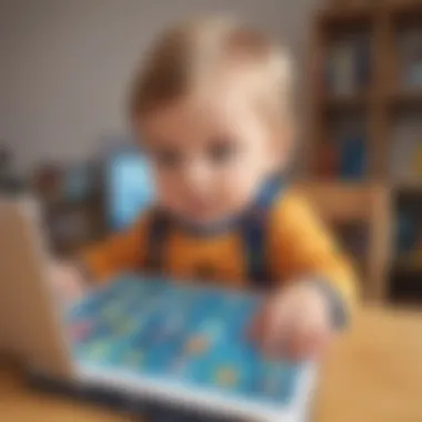 Toddler immersed in digital educational content